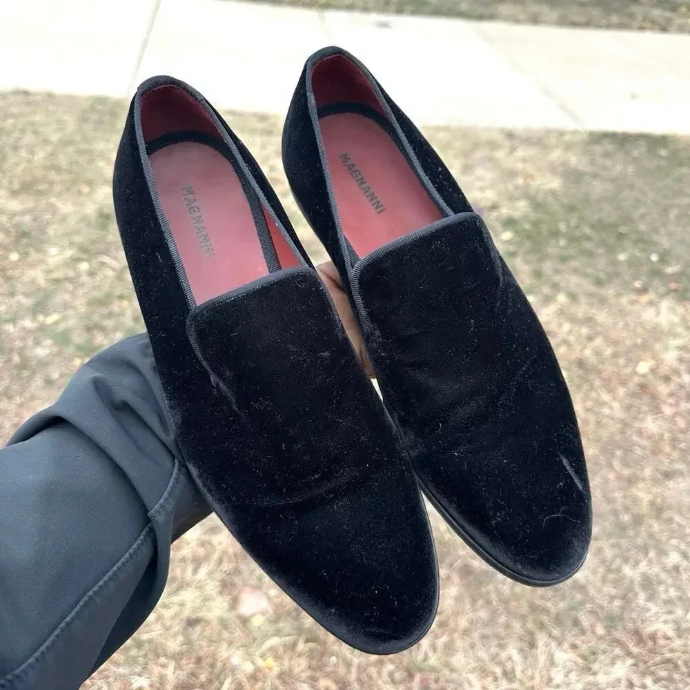 MAGNANNI Men's‎ Jareth Velvet Venetian Loafers Size 8 Black
